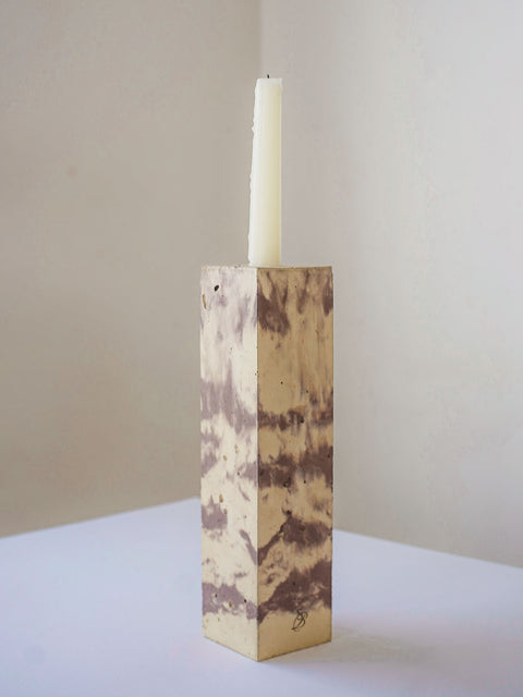 Concrete block candleholder