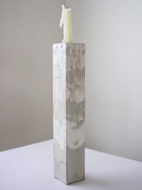 Concrete block candleholder