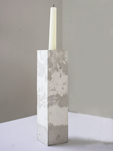 Concrete block candleholder