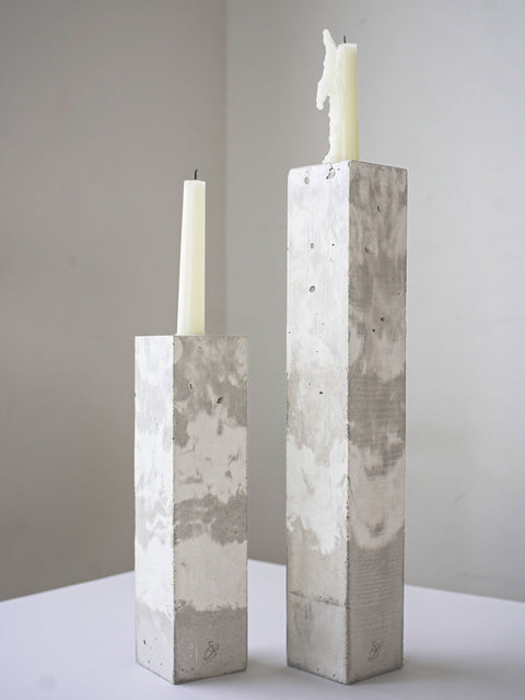 Concrete block candleholder