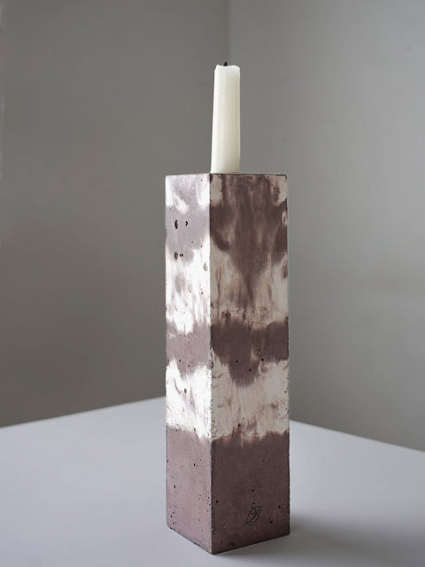 Concrete block candleholder