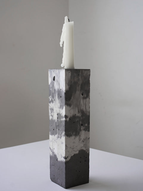 Concrete block candleholder