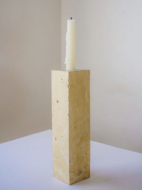 Concrete block candleholder