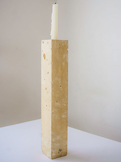 Concrete block candleholder